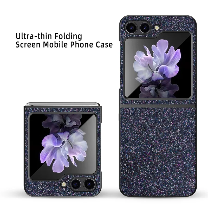 GKK Per Samsung Galaxy Z Flip5 5G Custodia Telefonica Cover in PC Rigido con Glitter Design Anti-Graffio - Nero
