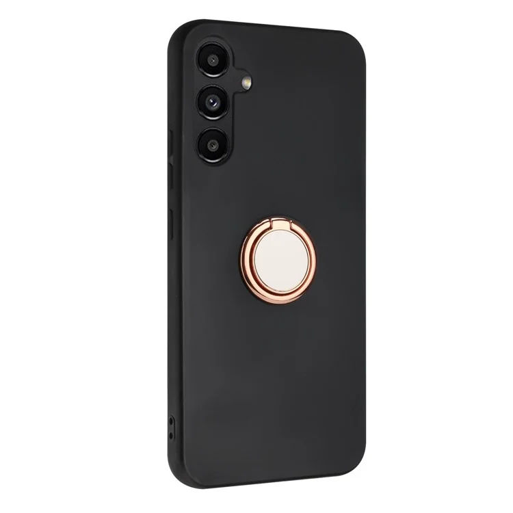 Чехол для телефона TPU для Samsung Galaxy S23 FE с кольцевым держателем, подставкой и матовой задней панелью - Розовое золото