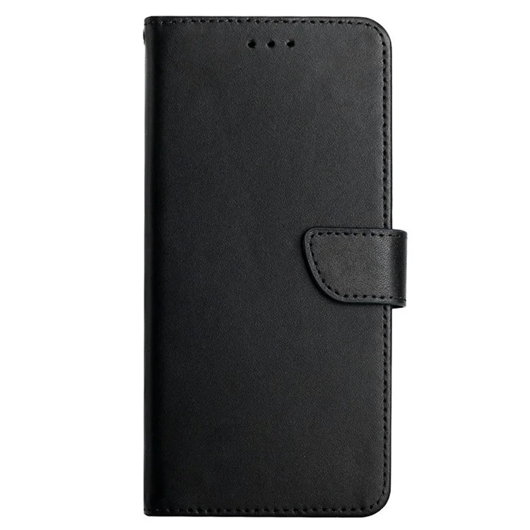 HT02 Per Samsung Galaxy S23 FE Wallet Stand Case Genuine Pelle di Mucca Texture Nappa Custodia per Telefono - Nero