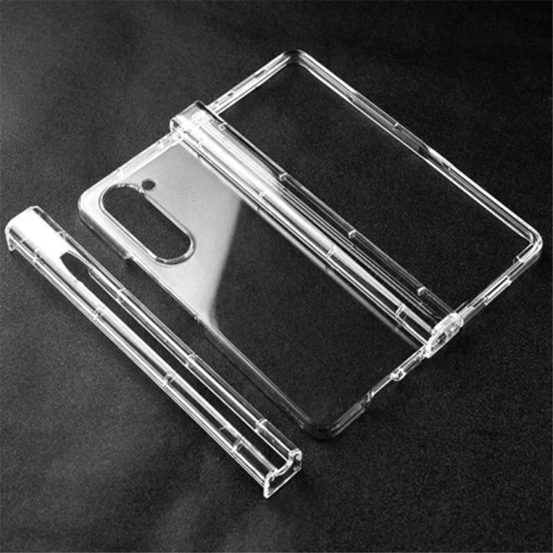Pour Samsung Galaxy Z Fold5 5G Transparent PC Phone Case 3-Piece Design Phone Cover