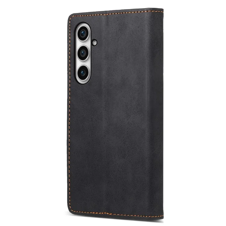 DF-05 Для Samsung Galaxy S23 FE RFID Blocking Protection Phone Case Leather Wallet Stand Cover - Черный
