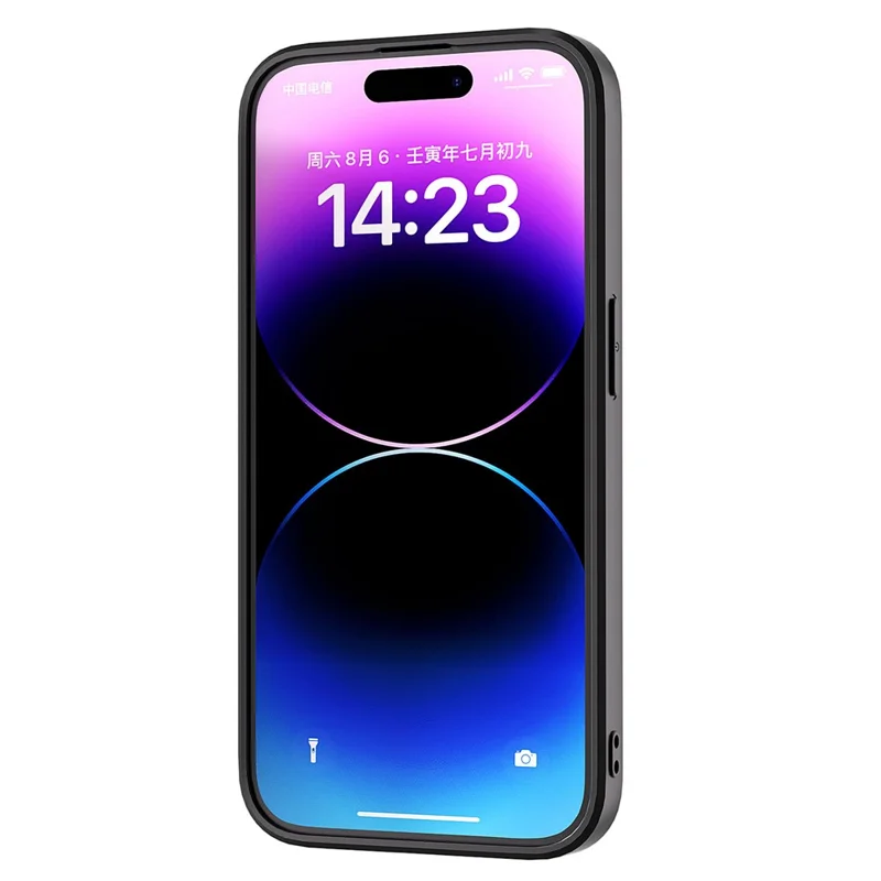 ABEEL Phone Case for iPhone 15 Pro , Shockproof Cowhide Texture PU Leather Coated PC + TPU Cover - Brown