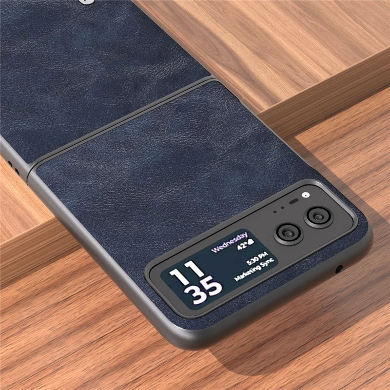 ABEEL Folding Phone Case for Motorola Razr 40 5G PU Leather Coated PC Cowhide Texture Cover - Blue