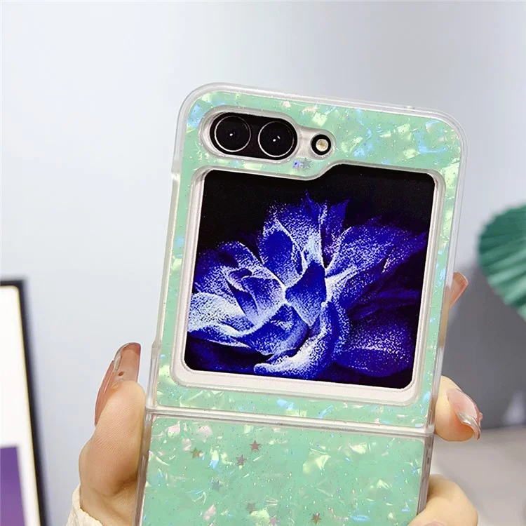 Para Samsung Galaxy Z Flip5 5G Epoxy Glitter PC Phone Case Shell Pattern Protective Cover - Púrpura