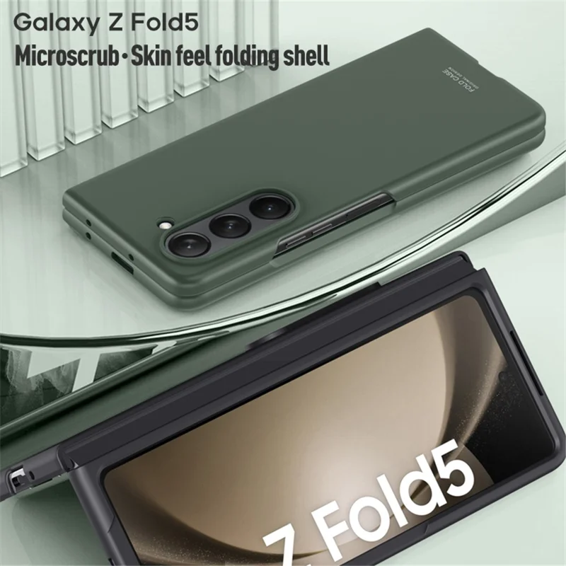 Voor Samsung Galaxy Z Fold5 5G Harde PC-telefoonhoesje met Aanraakgevoel voor de Huid Schokbestendige Cover - Groen