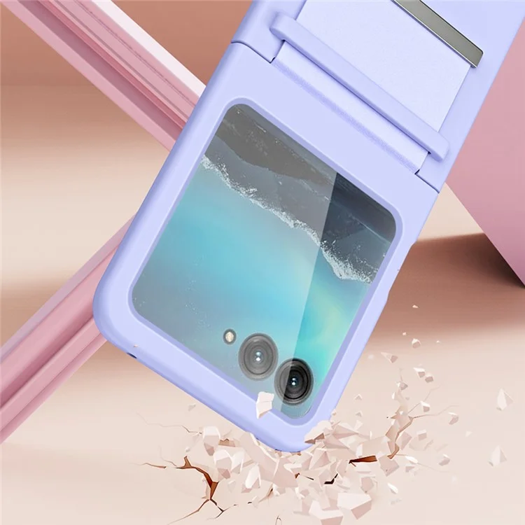 For Motorola Razr 40 Ultra 5G PU Leather + Hard PC Phone Case Retractable Strap Hinge Protection Cover - Pink