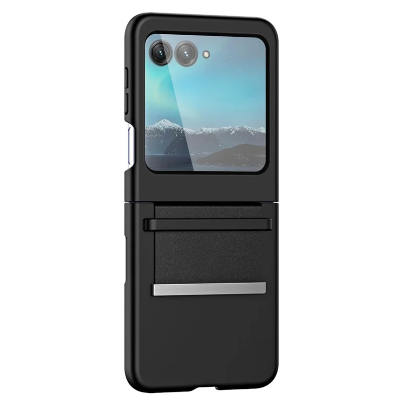 For Motorola Razr 40 Ultra 5G PU Leather + Hard PC Phone Case Retractable Strap Hinge Protection Cover - Black