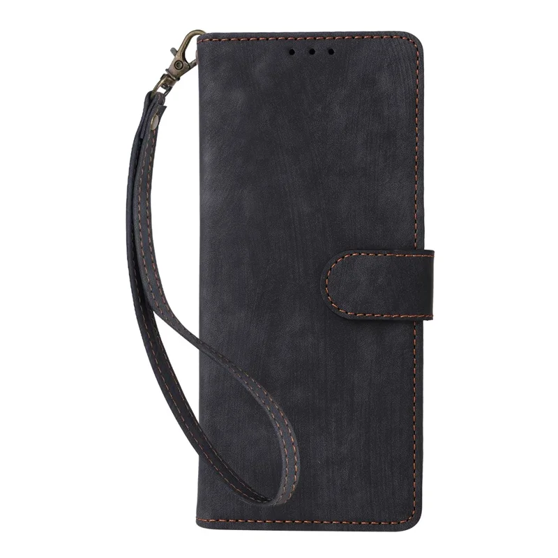 PU Leather Case for Samsung Galaxy Z Fold5 5G RFID Blocking Wallet Phone Cover with Strap - Black