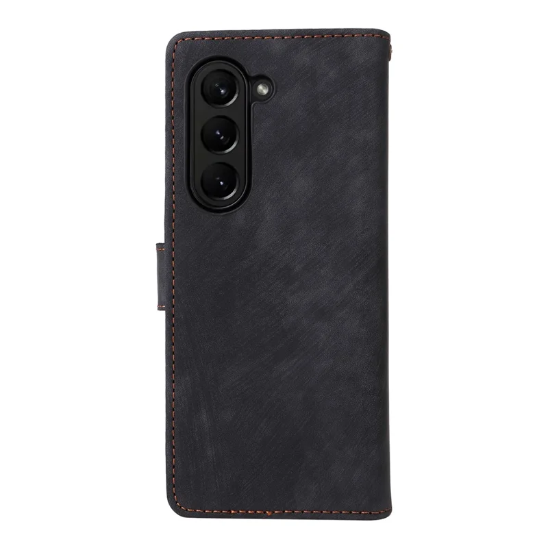 PU Leather Case for Samsung Galaxy Z Fold5 5G RFID Blocking Wallet Phone Cover with Strap - Black
