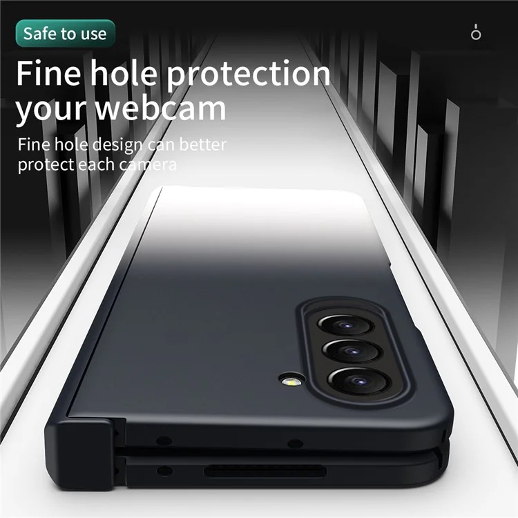 Para Samsung Galaxy Z Fold5 5G Gradient Color PC Phone Case Hinge Protection Cover with Tempered Glass Film - Gradient Black White
