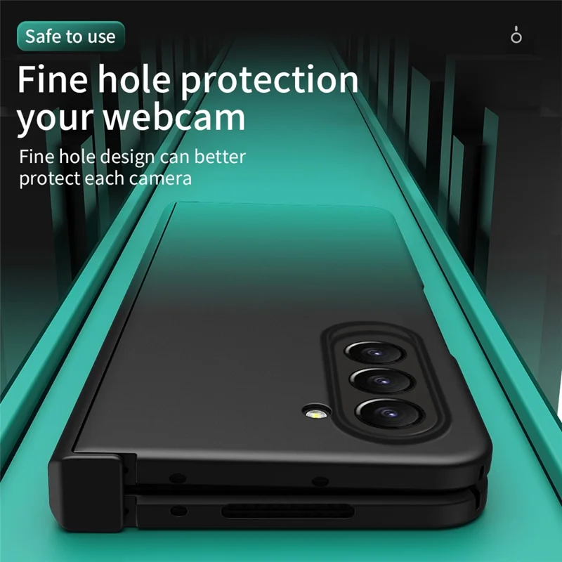 For Samsung Galaxy Z Fold5 5G Gradient Color PC Phone Case Hinge Protection Cover with Tempered Glass Film - Gradient Cyan