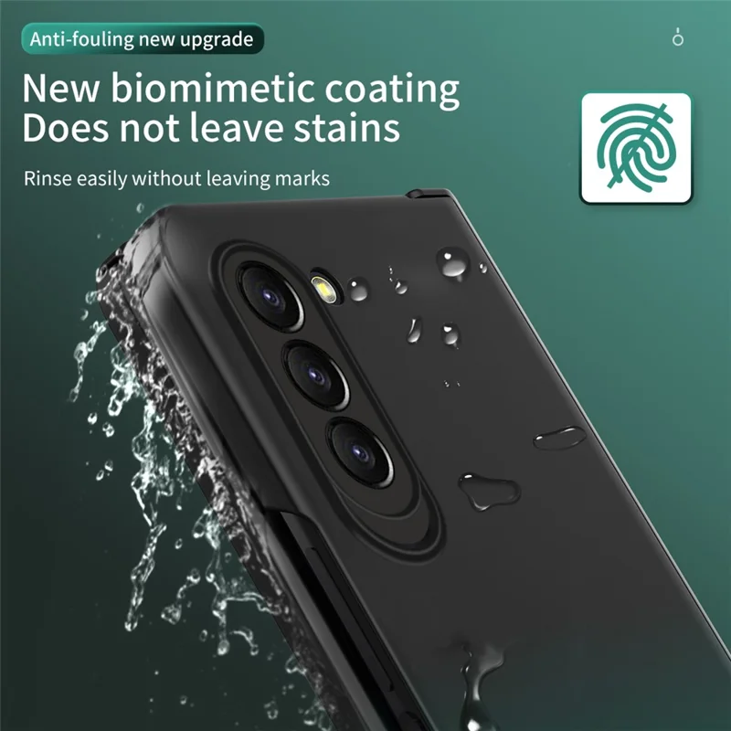 For Samsung Galaxy Z Fold5 5G Gradient Color PC Phone Case Hinge Protection Cover with Tempered Glass Film - Gradient Cyan