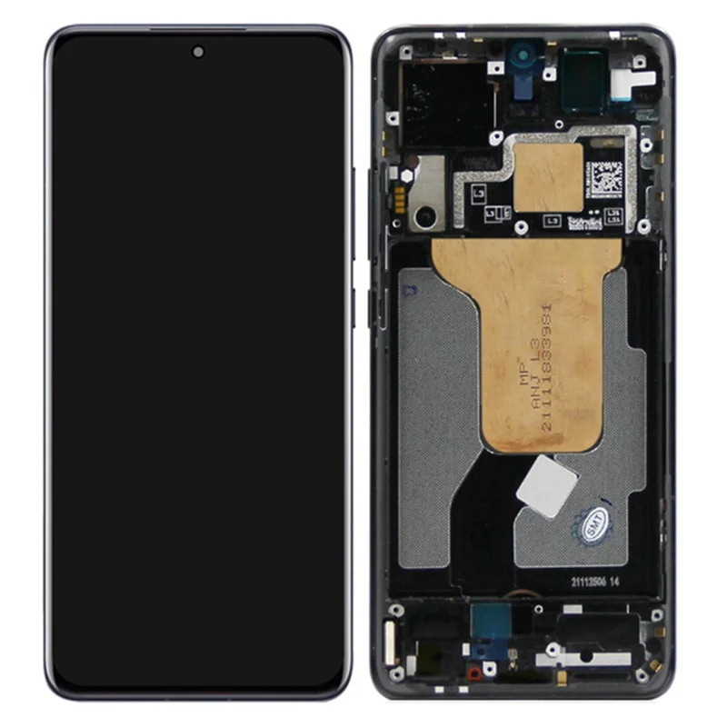 For Xiaomi 12 5G / 12X 5G OEM Grade S AMOLED-skærm og digitizer-samling + ramme (uden logo) - Sort