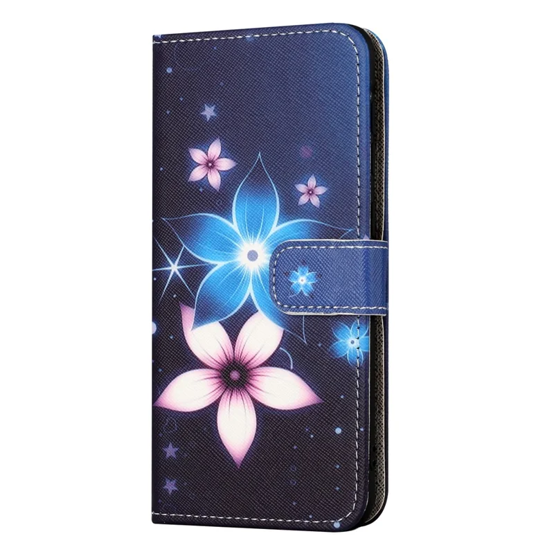 For Samsung Galaxy A25 5G (Global) (161.0 x 76.5 x 8.3mm) 3D Pattern Printing Phone Case PU Leather Wallet Stand Cover - Blue Flower