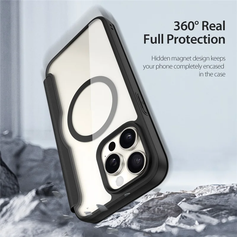 Cover in pelle per iPhone 15 Pro Max DUX DUCIS Skin X Pro Series, custodia a libro compatibile con MagSafe - Nero