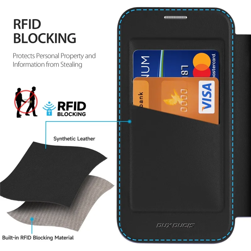 Cover in pelle per iPhone 15 Pro Max DUX DUCIS Skin X Pro Series, custodia a libro compatibile con MagSafe - Nero