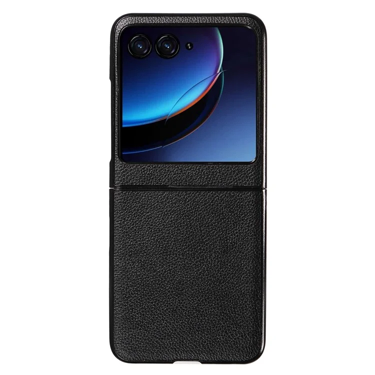 For Motorola Razr 40 Ultra 5G Litchi Texture Phone Case Shockproof Slim PU+PC Cover - Black