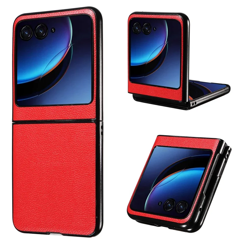 For Motorola Razr 40 Ultra 5G Litchi Texture Phone Case Shockproof Slim PU+PC Cover - Red