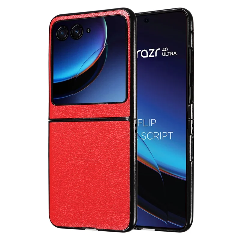 For Motorola Razr 40 Ultra 5G Litchi Texture Phone Case Shockproof Slim PU+PC Cover - Red