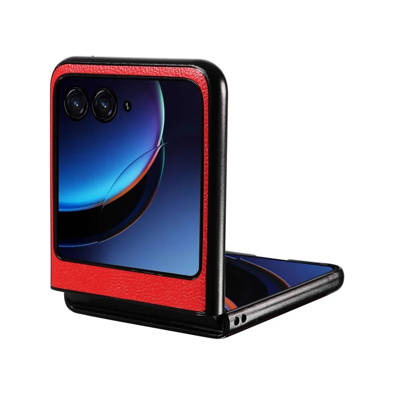 For Motorola Razr 40 Ultra 5G Litchi Texture Phone Case Shockproof Slim PU+PC Cover - Red