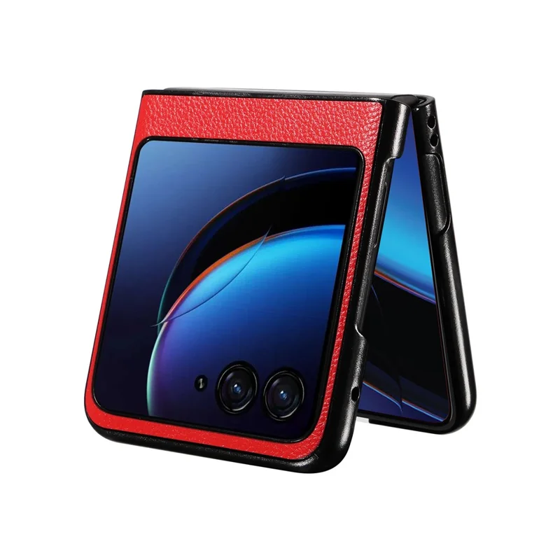 For Motorola Razr 40 Ultra 5G Litchi Texture Phone Case Shockproof Slim PU+PC Cover - Red