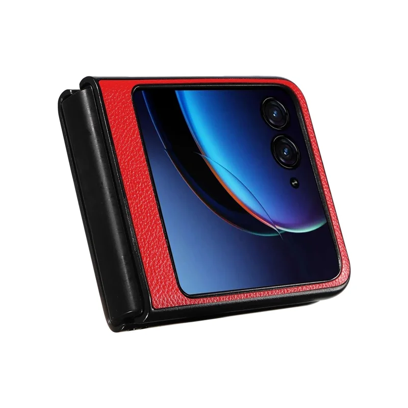 For Motorola Razr 40 Ultra 5G Litchi Texture Phone Case Shockproof Slim PU+PC Cover - Red