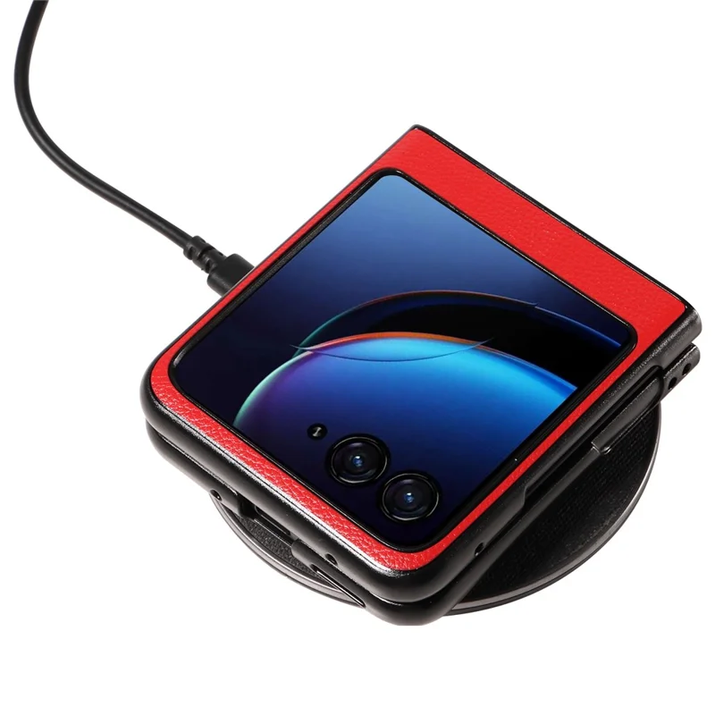 For Motorola Razr 40 Ultra 5G Litchi Texture Phone Case Shockproof Slim PU+PC Cover - Red