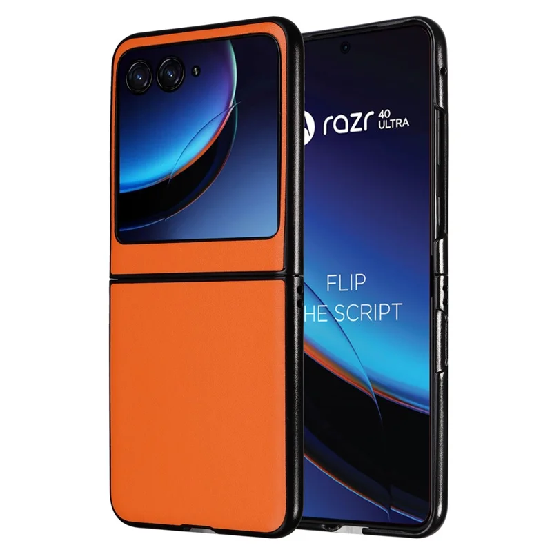 For Motorola Razr 40 Ultra 5G Drop-Proof Phone Cover Shockproof Slim PU+PC Phone Case - Orange