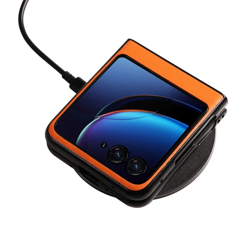 For Motorola Razr 40 Ultra 5G Drop-Proof Phone Cover Shockproof Slim PU+PC Phone Case - Orange