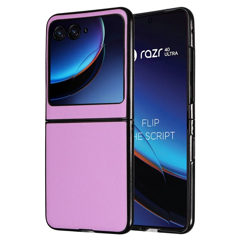 For Motorola Razr 40 Ultra 5G Drop-Proof Phone Cover Shockproof Slim PU+PC Phone Case - Purple