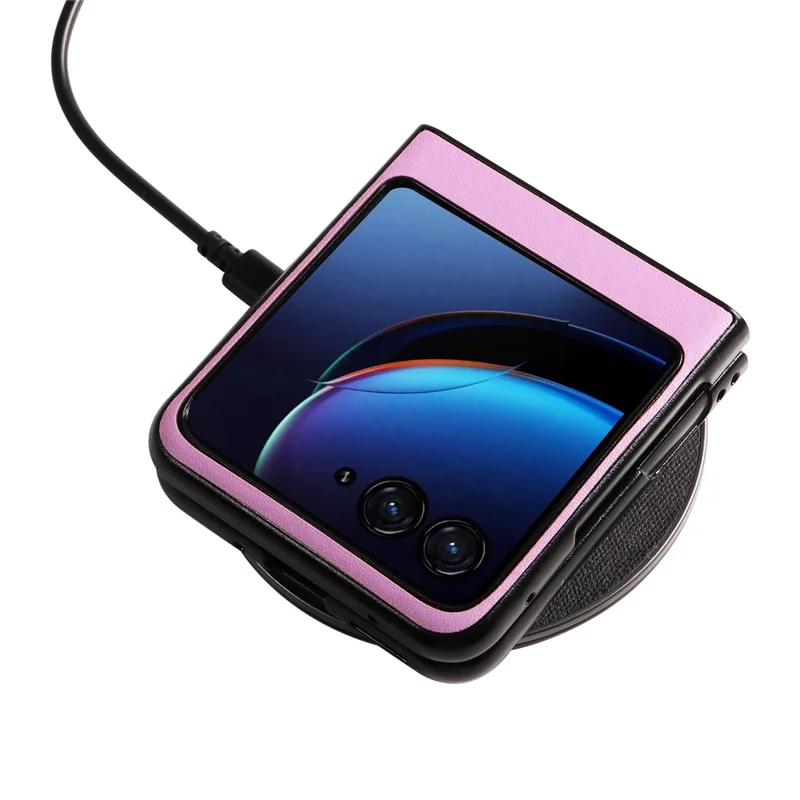 For Motorola Razr 40 Ultra 5G Drop-Proof Phone Cover Shockproof Slim PU+PC Phone Case - Purple