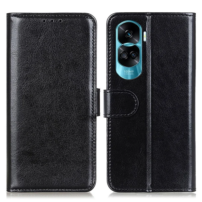 Per Honor 90 Lite 5G / X50i Custodia in pelle PU Stand Crazy Horse Texture Cover Wallet - Nero