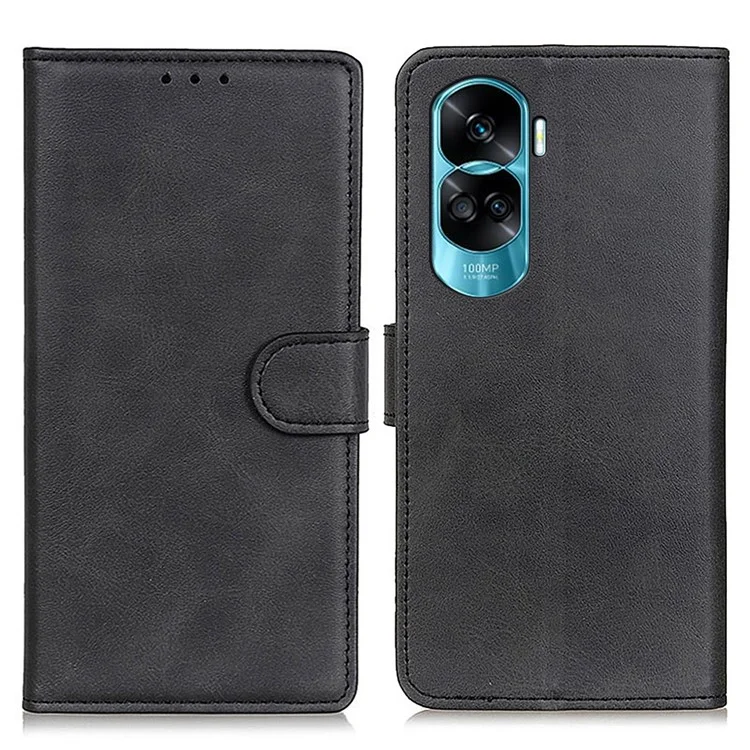 For Honor 90 Lite 5G / X50i Anti-Scratch PU Leather Phone Case Cowhide Texture Stand Wallet Shell Cover - Negro