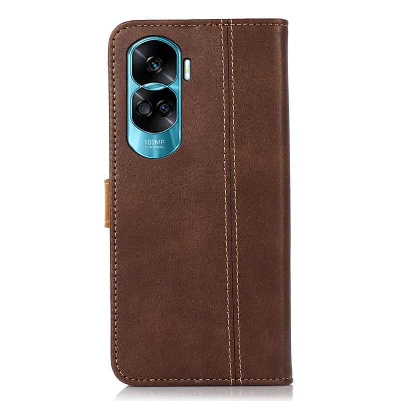 For Honor 90 Lite 5G / X50i Shockproof Calf Texture Leather Case Stand Wallet Cell Phone Cover - Coffee