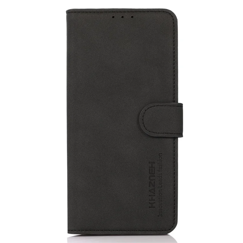 KHAZNEH For Honor 90 Lite 5G / X50i 5G Textured PU Leather Case Anti-scratch Phone Cover with Wallet Stand - Black