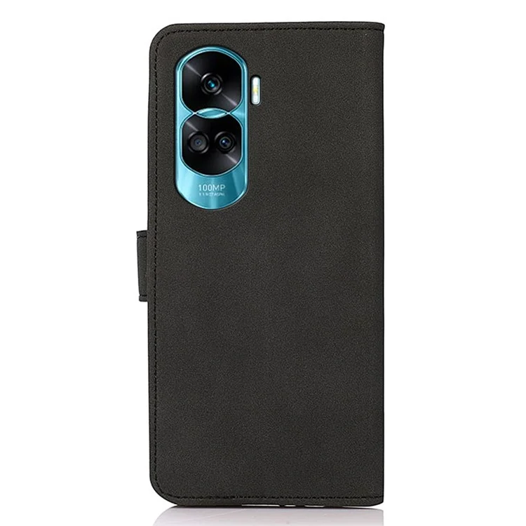 KHAZNEH For Honor 90 Lite 5G / X50i 5G Textured PU Leather Case Anti-scratch Phone Cover with Wallet Stand - Black