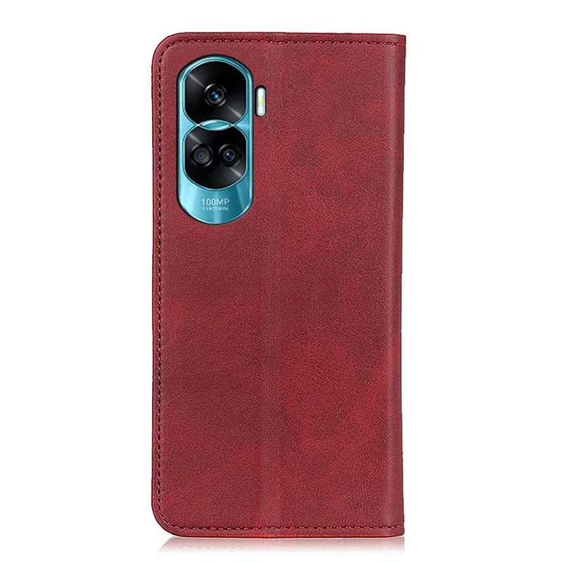 Split Leather Case for Honor 90 Lite 5G / X50i 5G Anti-drop Stand Wallet Magnetic Flip Phone Cover - Red