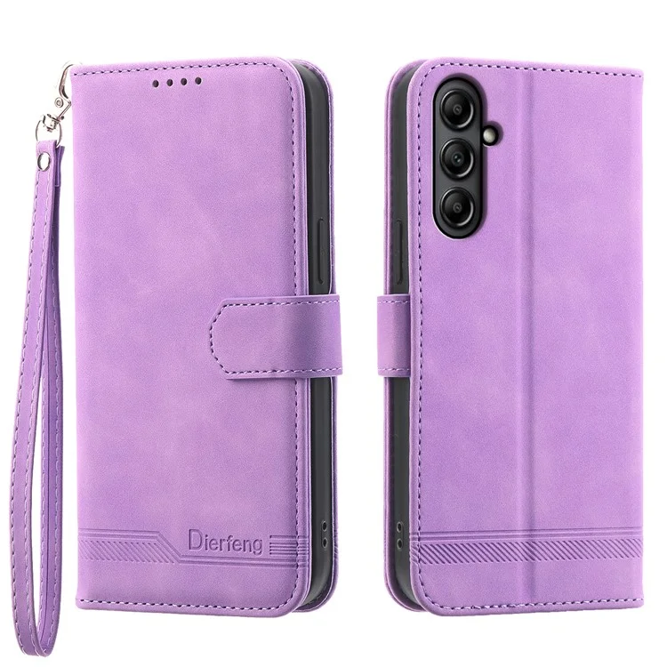 DIERFENG DF-03 Étui à rabat avec motif de lignes pour Samsung Galaxy A25 5G (Global) (161,0 x 76,5 x 8,3 mm), étui en cuir synthétique avec support - Violet