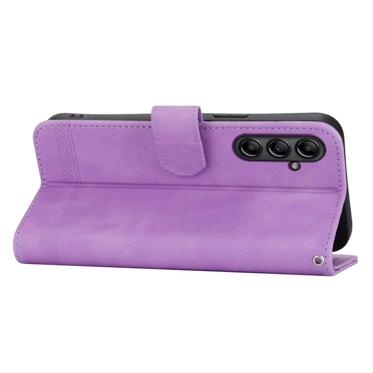 DIERFENG DF-03 Étui à rabat avec motif de lignes pour Samsung Galaxy A25 5G (Global) (161,0 x 76,5 x 8,3 mm), étui en cuir synthétique avec support - Violet