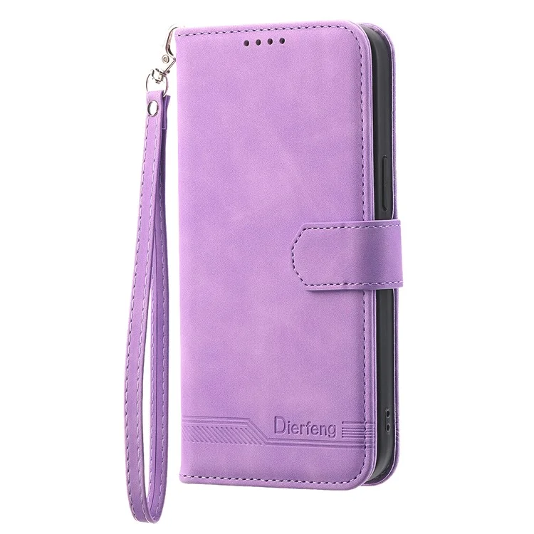 DIERFENG DF-03 Étui à rabat avec motif de lignes pour Samsung Galaxy A25 5G (Global) (161,0 x 76,5 x 8,3 mm), étui en cuir synthétique avec support - Violet