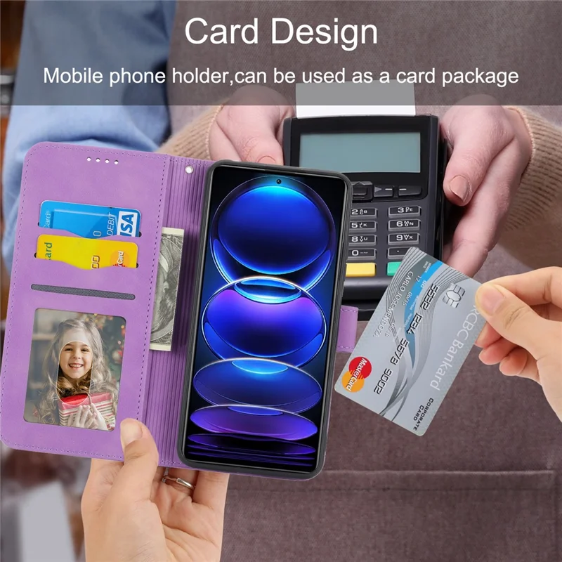 DIERFENG DF-03 Lines Imprinted Cover for vivo Y56 5G PU Leather Wallet Stand Phone Case - Purple