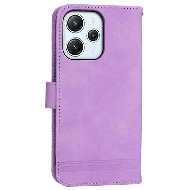 DIERFENG DF-03 pour Xiaomi Redmi 12 4G Lignes Imprimées Étui Portefeuille en Cuir Pliant Support de Téléphone - Violet