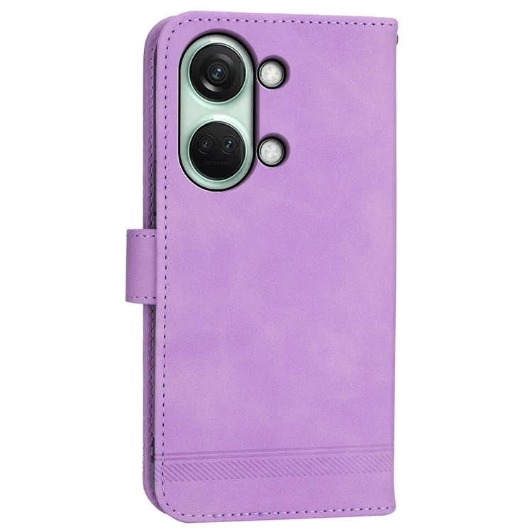 DIERFENG DF-03 Откидная обложка для OnePlus Nord 3 5G / Ace 2V, линии с рельефным рисунком, бумажник-стойка для мобильного телефона из кожи - фиолетовый