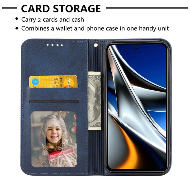 Für Xiaomi Redmi 12 4G Leder Handyhülle Sturzsicher Geprägte Rautenmuster Brieftasche Ständer Abdeckung - Blau