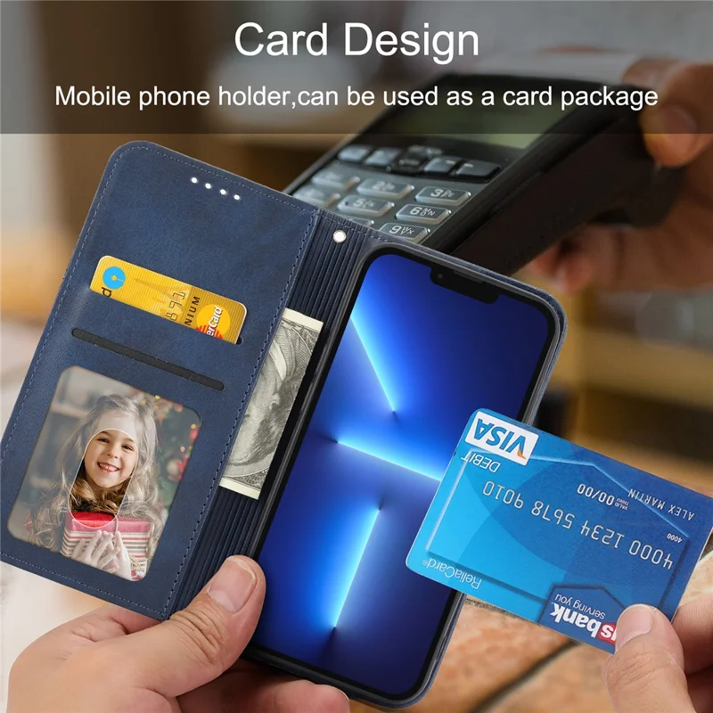 Für Xiaomi Redmi 12 4G Leder Handyhülle Sturzsicher Geprägte Rautenmuster Brieftasche Ständer Abdeckung - Blau