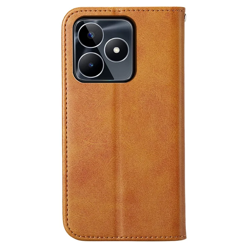 For Realme C53 (Global) / C53 (India) / C51 Leather Phone Case Imprinted Rhombus Pattern Wallet Stand Shockproof Cover - Yellow