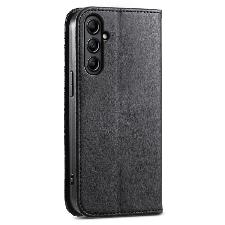 For Samsung Galaxy A25 5G (Global) (161.0 x 76.5 x 8.3mm) Leather Phone Case Imprinted Rhombus Pattern Wallet Stand Drop Resistant Cover - Black
