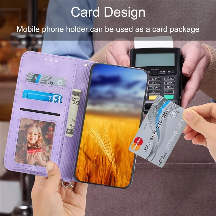 Funda de teléfono de piel para Realme 11 Pro 5G, Cubierta de cartera con soporte plegable con estampado de flores y correa de muñeca + correa de hombro - Púrpura claro