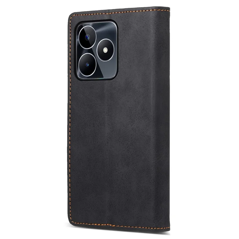 DF-05 For Realme C53 (Global) / C53 (India) / C51 PU Leather Case RFID Blocking Phone Cover with Stand Wallet - Black