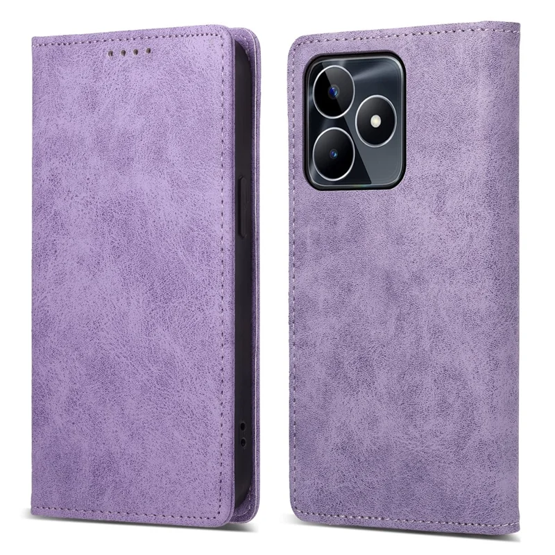 DF-05 For Realme C53 (Global) / C53 (India) / C51 PU Leather Case RFID Blocking Phone Cover with Stand Wallet - Purple